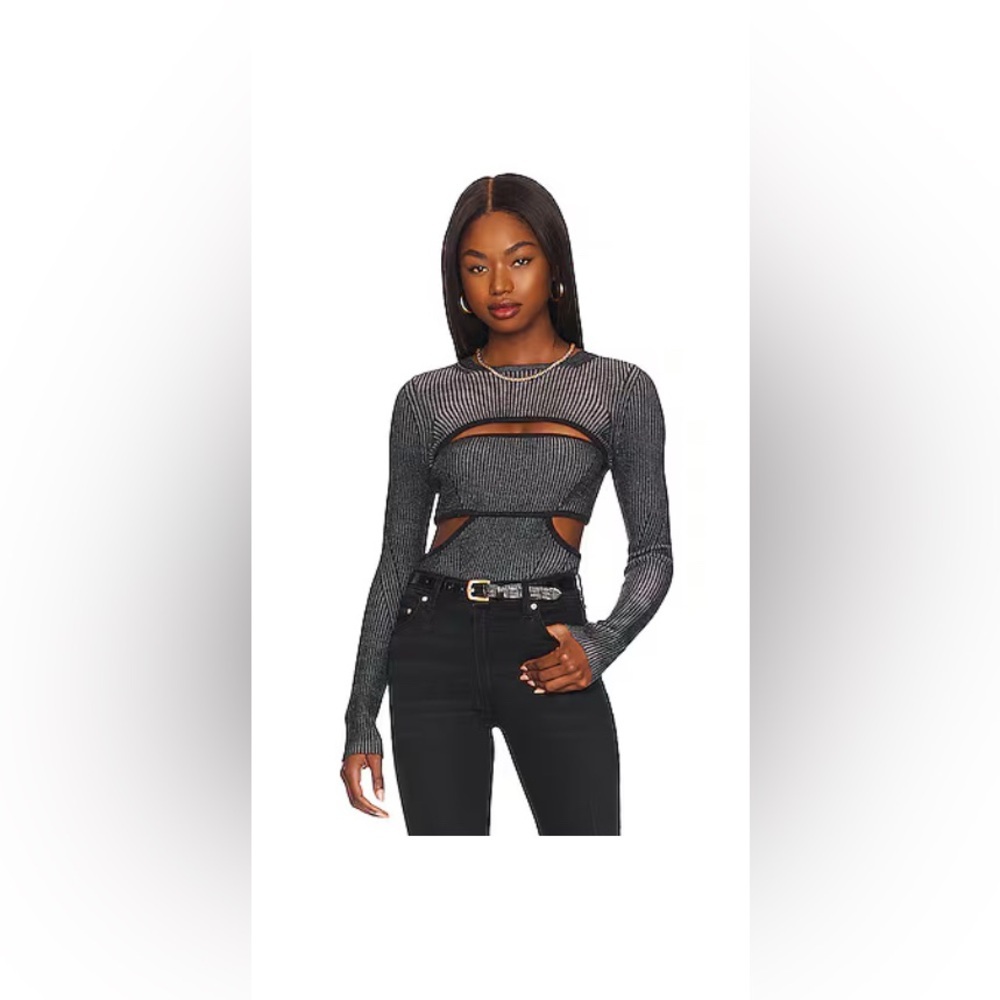 NWT GRLFRND Kasia L/S Bandeau Sweater in Thunder with Black Size medium